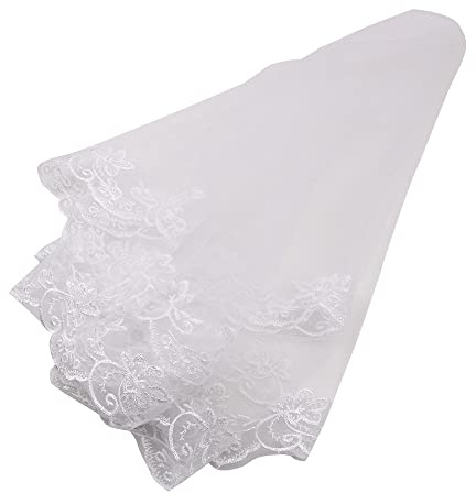 Tiardey Wei?er Brautschleier Damen Einfacher Tüll Kurzer Hochzeitsschleier für Party Brautparty mit Kamm - 1,5M/59Zoll