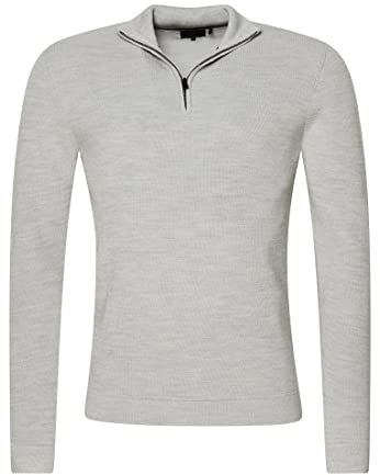 Superdry Herren Merino-Pullover mit halblangem Reißverschluss Mittel Meliert XXL