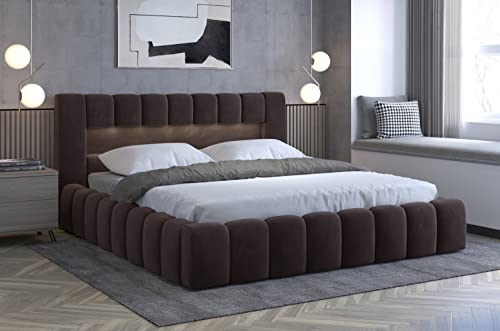 Best for Home Luxus Polsterbett inkl. LED Ambiente Designbett Lamica 160x200 Monolith 29