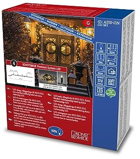 Konstsmide LED Premium System Erweiterung, Lichterkette, 100 bernsteinfarbene Dioden, Außen, schwarzes Soft-Kabel - 4913-817