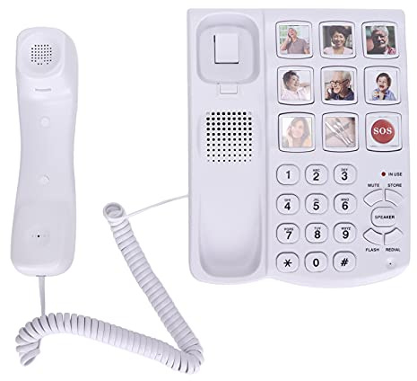LD‑858HF Big Button, Amplified Photo Memory Téléphone Fixe Filaire à Grosses Touches pour Seniors Téléphone Fixe Seniors Personnes âgées
