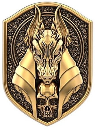 Anubis Ring, Gotischer Wolfskopf Ring für Männer, ägyptischer Gott Anubis Amulett Ring Nordischer Wikinger Wolf Tierring Anubis Wolf Schmuck, Hip Hop Wolf Band Ring Punk Wolf Schild Ring (18.9, Gold)