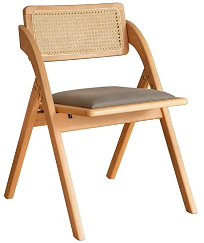 Klappstuhl Klappstuhl Holz Outdoor Robuster Konferenzstuhl Aus Buche, Eventstuhl Mit Rattan-Rückenlehne, Ergonomisch Gestalteter Klappstuhl Mit Rückenlehne (Color : Yellow+Gray, S : 53 * 60 * 76m)