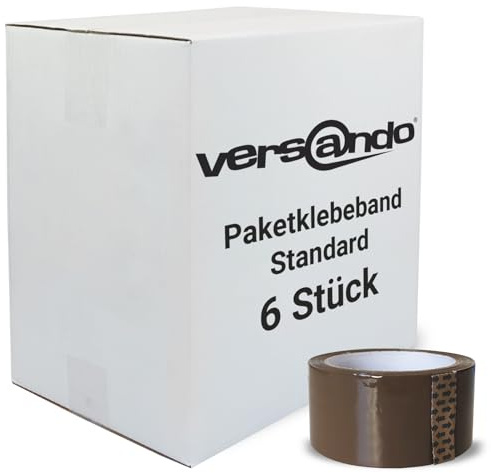 versando 6x Packband braun 66m Klebeband zum Verpacken von Paketen + | Kartons - starke Klebekraft 6 Rollen