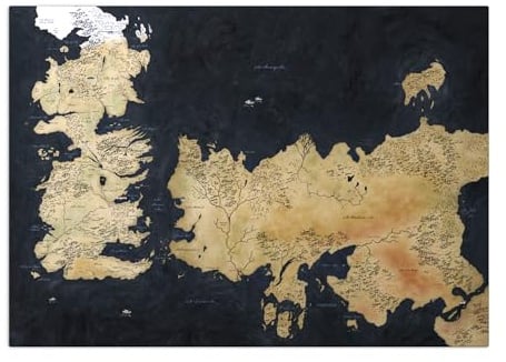 Displate Offiziell Game of Thrones MetallPoster Magnetische Befestigung Inklusive Lizenziert Bilder Hochwertiges Poster Various - Westeros Map 67.5 cm x 48 cm