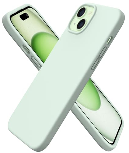 ORNARTO Compatible with iPhone 15 Plus Case 6.7, Slim Liquid Silicone 3 Layers Full Covered Soft Gel Rubber 15 Plus iPhone Case Cover 6.7 inch-Light Green