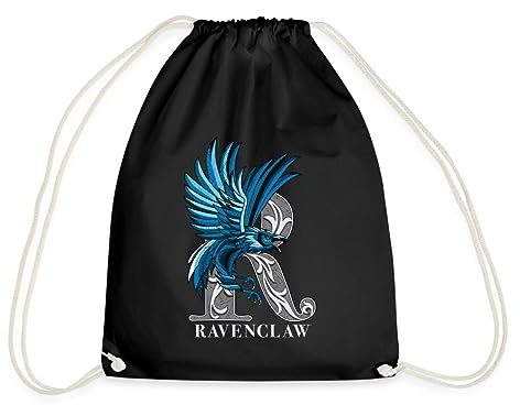 Spreadshirt Harry Potter Ravenclaw Silver Monochrom Turnbeutel, One size, Schwarz