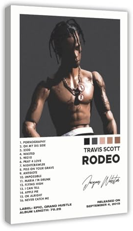Rodeo-Poster – Travis Scott Limitiertes Poster (2), Leinwand-Poster, Schlafzimmer-Dekor, Sportlandschaft, Büro, Raumdekoration, Geschenk, Rahmen-Stil, 30 x 45 cm