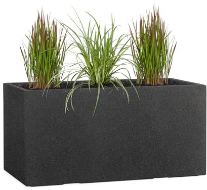 Pflanzwerk® Pflanzkübel TUB Granit Anthrazit 40x80x40cm XXL – Rechteckig – Großer Fiberglas Blumenkübel für außen und innen - Frostbeständig - UV-Schutz – Markenqualität
