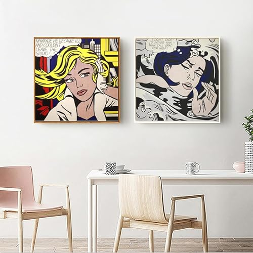 KEYGEM Roy Lichtenstein Pop Art Poster Wohnkultur Bild 50x50cmx2 Kein Rahmen