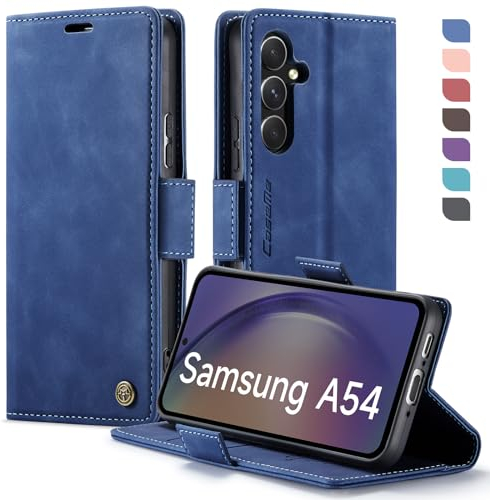 XYGLOW Handyhülle für Samsung Galaxy A54 5G Hülle Klappbar Premium PU Lederhülle Klapphülle【RFID Schutz】 Kartenfach Standfunktion Schutzhülle für Samsung A54 5G Flip Case Wallet Tasche Cover, Blau