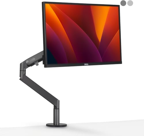ALBERENZ® Einzel Monitorhalterung mit Gasfeder, Verstellbarer Monitorarm für 17-40 Monitore, ergonomisches Design, höhenverstellbar und neigbar, Farbe Dunkelgrau