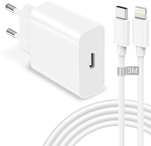 iPhone Ladekabel 3M mit USB C Ladegerät, 25W iPhone Ladegerät mit Ladekabel iPhone Schnellladekabel, iPhone Schnellladegerät USB C Netzteil Stecker Adapter für Apple iPhone 14 Pro Max/14 Plus/13/12/11