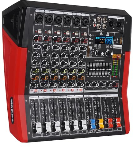 Yamnweo TF600 6-Channel with 450W Amplifier Audio Mixer for Performance | Sound Bar with Power Amplifier, 450W Power Output, 7-Stage Equalizer, 99 DSP Effects, Bluetooth & USB Playback