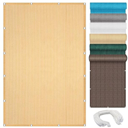 Balkonbespannung Reißfest 3 x 4 m, 98% UV Schutz, Reißfest Wetterfest, Sonnensegel Viereck Awnings, Schattennetz Schutztuch, für Garten Balkon, Creme Farben