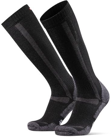 DANISH ENDURANCE Kniehohe Merino Wandersocken, Lange Kniestrümpfe, Unisex, für Damen & Herren, 1 oder 3 Paar, Schwarz, 35-38