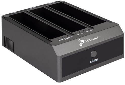 Reagle Festplatten Dockingstation für 2,5” & 3,5” HDD/SSD, 3 Einschübe, Offline Klonfunktion, USB 3.2 Gen 1, 18TB, Aluminium, SuperSpeed 5 Gb/s, Plug & Play, inkl. Netzteil & USB-Kabel