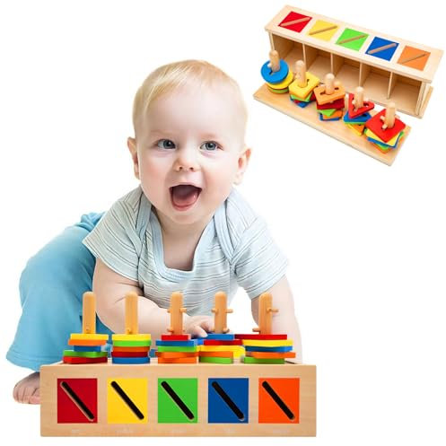 RunHero Holz Sortier & Stapelspielzeug Montessori Holzpuzzle ab 1 2 3 Jahr Grimms Steckpuzzle Holzspielzeug Sensorische Bausteine Motorikspielzeug für Kinder