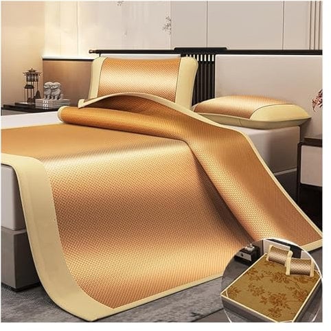 ASHSDI Sommer Isomatte Schlafmatten Faltbare Doppelseitige Bambusmatte Für Bett Rattan Gewebt Kühlmatte Klimaanlage Bettlaken Faltbare Kühlmatratze(180 * 200CM/5.9 * 6.5FT)