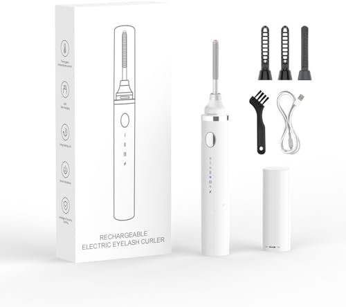 Smiling Shark Beheizter Wimpernzange, 3-in-1 Elektrische Wimpernbürste mit 3 Bürstenköpfe & 3 Heizmodi Wimpernzange 5-Sekunden-Schnellaufheizen Sicheres für alle Wimperntypen, Weiß