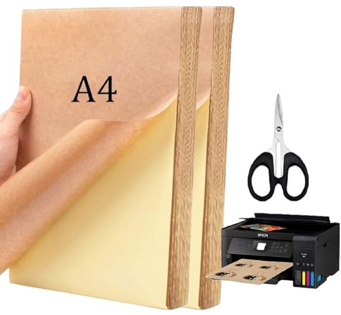 Étiquette Adhésif Imprimable pour Imprimantes, Imprimante Autocollant Kraft, A4 Adhésif, 50PCS A4 Étiquette Papier Autocollant Jet d'Encre,Aufkleber Papier Craft Sticker