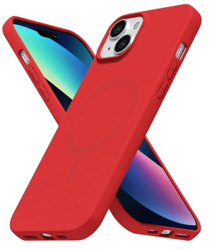 LoeoeL for iPhone 13 Mini/ 12 Mini Case Silicone Mag Safe, Compatible with Magsafe Ultra Slim Thin Magnetic Phone Case for Women Girls, Soft Rubber Gel Matte TPU Solid Color Minimalist Cover, Red