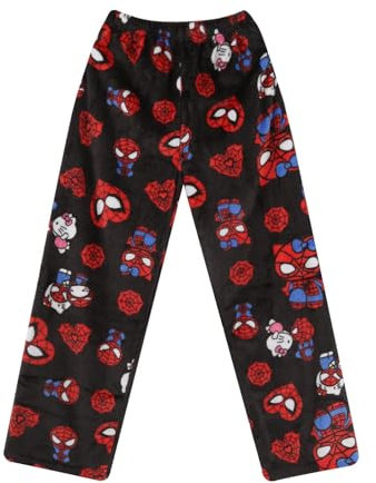 𝐇𝐞𝐥𝐥𝐨 𝐊𝐢𝐭𝐭𝐲 Pantaloni Pigiama Donna Lungo Flanella Kitty Stampa di Cartoni Animati Anime Kawaii Pigiami Morbido Comodo Caldo Pile Casual Casa Pigiamino Pantalone da Notte Autunno Inverno