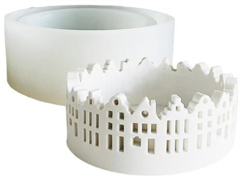 Gießformen Silikonform Häuser, Haus Kerzenständer, Runde Teelampe Teelichthalter Form für Duftkerzen und Handgemachter Seife