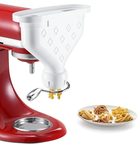 Pasta Press Attachment for Kitchenaid Stand Mixer, Pasta Maker Attachments with 2 Feed Port Inculded 6 Interchangeable Pasta Plates Cutter Mixer Accessories Sets, Pasta Extruder for Kitchenaid
