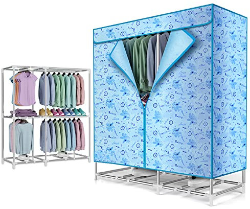 Electric Clothes Dryer Airer with Hot Air Fan for Fast Drying Indoor Drying Wardrobe Cabinet for Heated Clothes Stainless Steel 1800W Printing Size