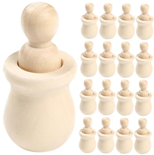 Tofficu 20stücke Unbemalte Holzfiguren Für Kreative Bastelideen Für Unbemalte Holzpuppen Für Bastelprojekte Für Familienaktivitäten Und
