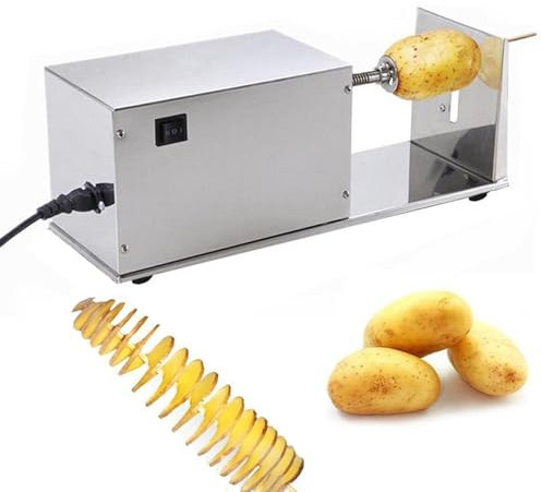 KJHYYPP Trancheuse de Pommes de Terre Commerciale Coupe-Pommes de Terre électrique Tornado Coupe-Spirales Machine à Frites en Acier Inoxydable avec Commande