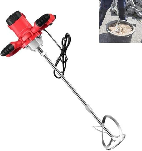 ANGDI Concrete Mixer Machine, 2600W Cement Mixer, Handheld Paddle Mixer, 6 Speed Adjustment, Paint Mixer, Mixing Paddle for Drill, Concrete Tools, for Mixing Plaster Mortar Paint Glue