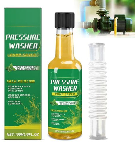 Pressure Washer Pump Saver and Winterizer,Machine Pump Protective Solution, Antifreeze Lubricant,Rust Corrosion Protection, Reduces Mineral Deposits 150ml with Flexible Pour Hose (1pcs)