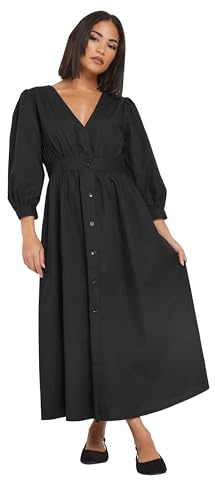PixieGirl Petite Black Button Midi Dress Petite