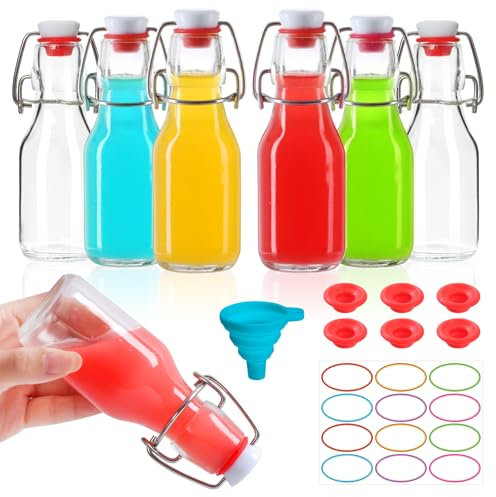 EkkoVla 6 Pack 120ml Swing Top Glass Bottles, 4 oz Flip Top Brewing Bottles with Airtight Rubber Seal Flip Caps for Kombucha, Beverages, Oil, Beer, Kefir, Vinegar, Wine