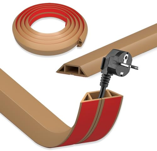DIKARIYA Goulotte autocollante - Marron - 5 cm x 10 m - Petite goulotte de câble flexible - Facile à couper - Montage pour câble d'alimentation à la maison, au bureau, à l'école