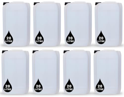 8 x 20L JERRY CAN - UN Approved Stackable Bottle Container + 61mm Tamper Evident Cap | Perfect for Storage of Water Liquids