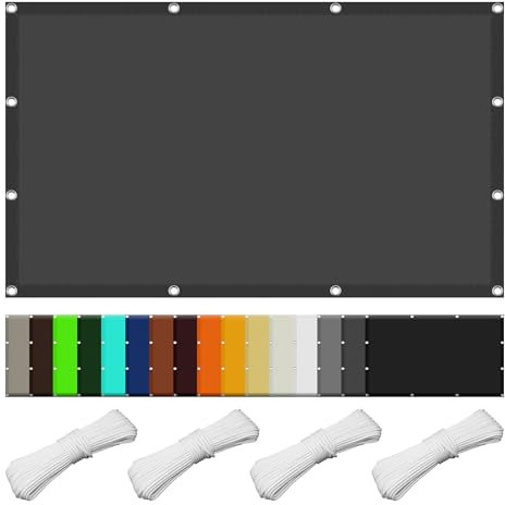Filet d'ombrage avec Oeillets et Cordons 150 x 180 cm Anti UV Contre Le Vent Parasols & Voiles d'ombrage avec Le Kit de Fixation pour Patio Jardin Terrasse, Gris Foncé