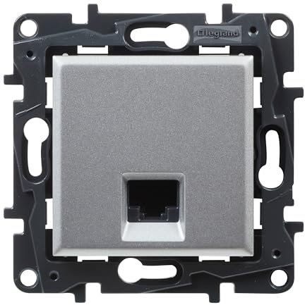 LEGRAND Toma RJ45 CAT6 UTP componible para instalación empotrada, Gama Niloé Step, Color Aluminio, 398257