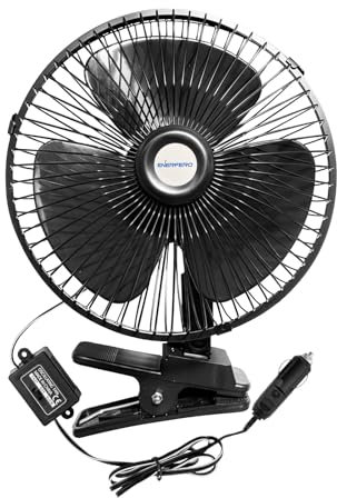 Enerfero Mini Ventilador, 24v Mini Portátil Auto VehiculoClip-On Refrigeración ventilador, Oscilante 180 Grados Giratorio de(Negro)