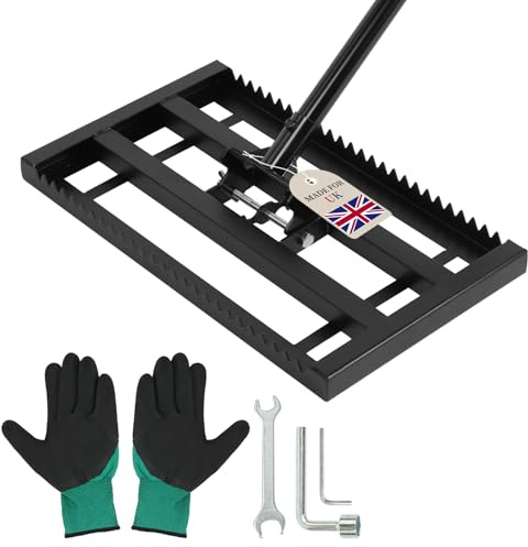 17x 10 Lawn Levelling Rake for Soil, Sectional Adjustable Handle Yard Rakes for Lawns Heavy Duty, Landscape Rake Suitable for Landscaping Golf Course, sand, Gardens, Farm and Ranch