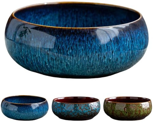 Maceta de loto, cuencos de loto para plantar en agua en interiores, macetas de cerámica para plantas de interior, maceta hidropónica blanca, decoración hidropónica para interiores (A)