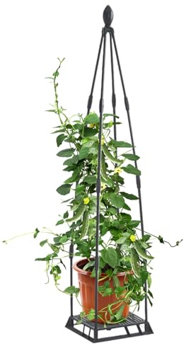 Garten-Trellis-Pflanze, Metallständer, robust, wetterfest, leicht zu montieren, ideal für Terrasse, Balkon, Potted Garden Greenhouse Cucumber Flower