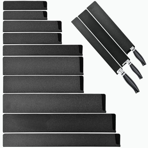 6 Funda Cuchillos Cocina 10Uds ABS Forro Terciopelo Negro 220 280 310 320mm | Funda protectora hoja, guarda cuchillos para cortadores de jamon, protege filo, para almacenaje y transporte