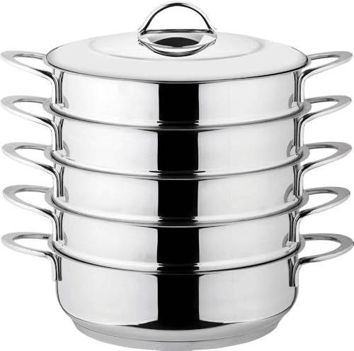 rukauf Dampfkocher, Mantowarka, Gardampfkochtopf Set aus Edelstahl mit Edelstahldeckel (32cm)
