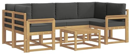 vidaXL Outdoor-Sofagarnitur mit Kissen 7 pcs Weiß und Anthrazit, Garten-Lounge, modernes Outdoor-Sofa, gemütliche Sitzecke für Pool, entspannende Holz-Patio-Ausstattung