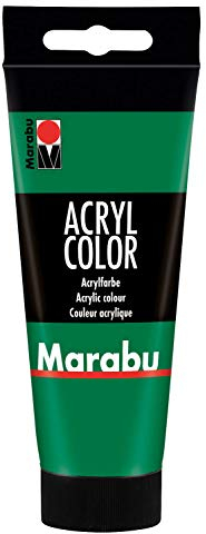 Marabu 12010050067 - Acryl Color saftgrün 100 ml, cremige Acrylfarbe auf Wasserbasis, schnell trocknend, lichtecht, wasserfest, zum Auftragen mit Pinsel und Schwamm auf Leinwand, Papier und Holz