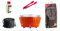 LotusGrill XL Starter-Set 1x XL Grill Mandarinenorange mit USB-Anschluß, 1x Buchenholzkohle 2,5 kg, 1x Brennpaste 200ml, 1x Würstchenzange, 1x Transport-Tragetasche XL - Der raucharme Holzkohlegrill