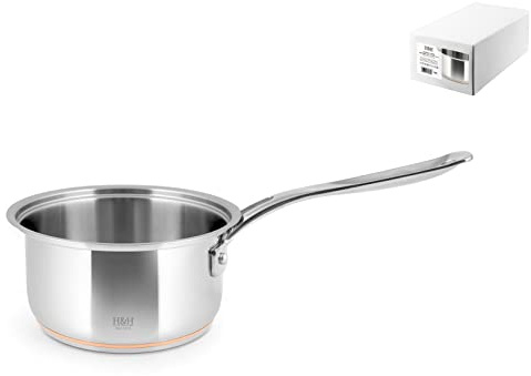 H&H Kupfer Stieltopf 1 Griff, Edelstahl, Grau